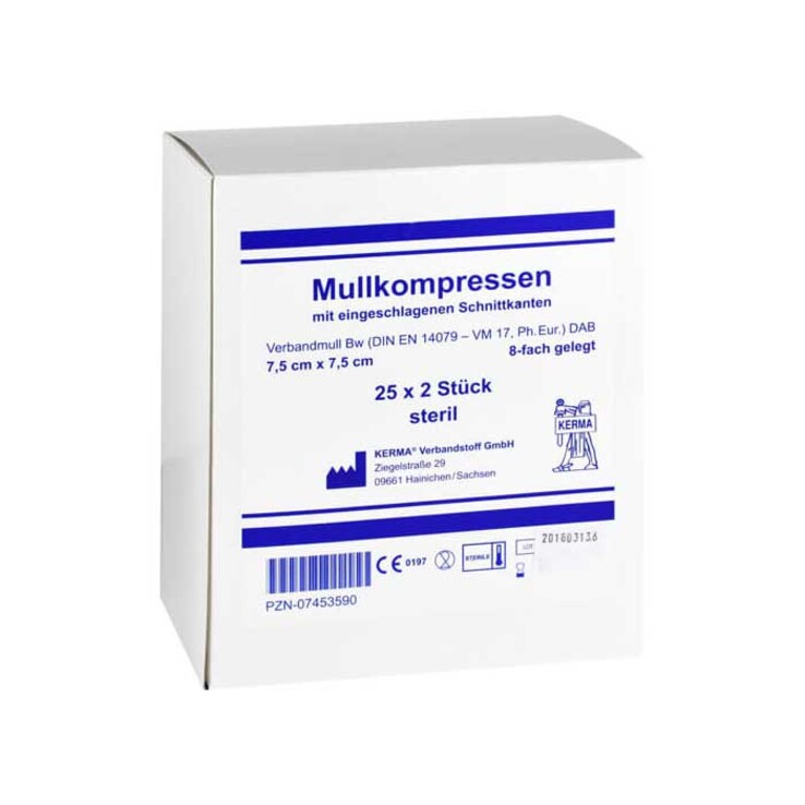 Mullkompressen 7,5x7,5 cm steril 8-fach BW, 25X2 St