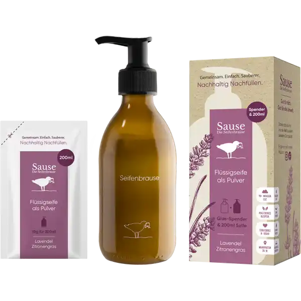 Starter-Set Flüssigseife als Pulver Lavendel Zitronengras