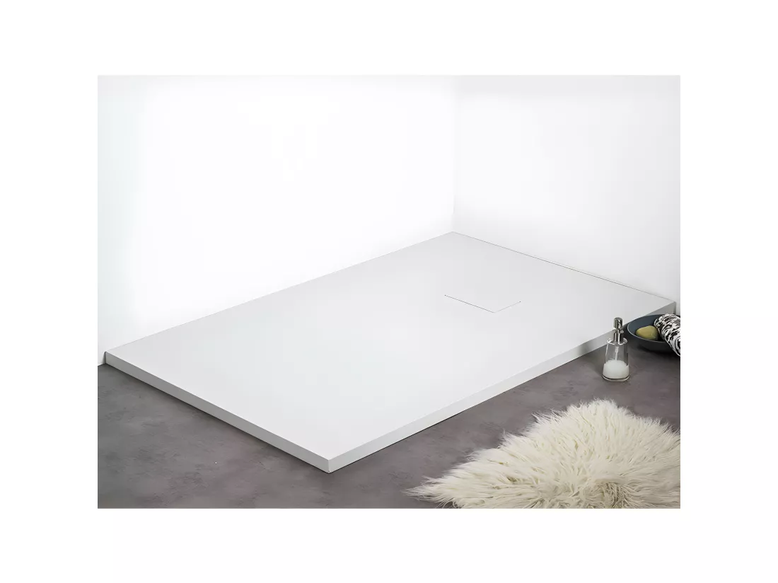 Receveur de douche 70 x 90 cm extra plat PIATTO en SoliCast® surface ardoisée blanc