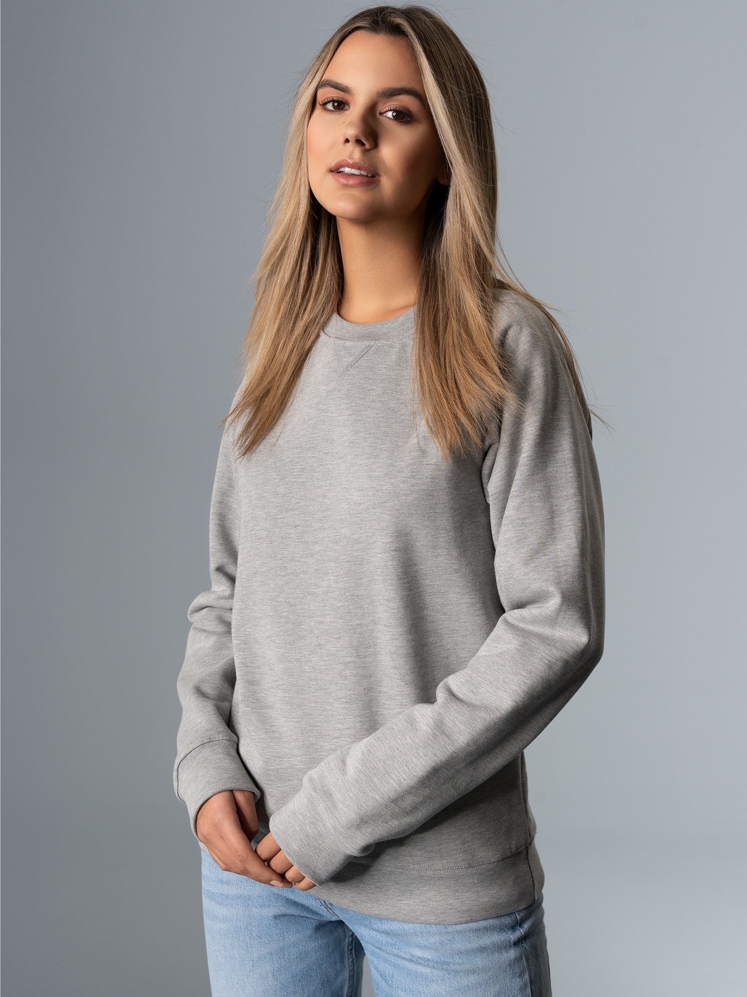 Sweatshirt mit angerauter Innenseite Grau-melange