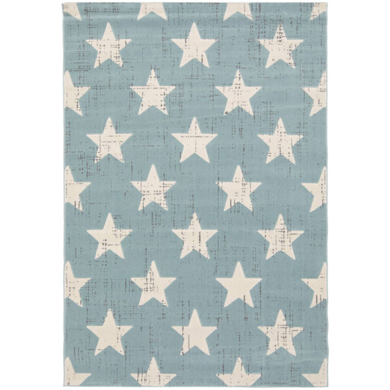 Tapis chambre d'enfant - star vintage - bleu pastel - 160 x 230 cm