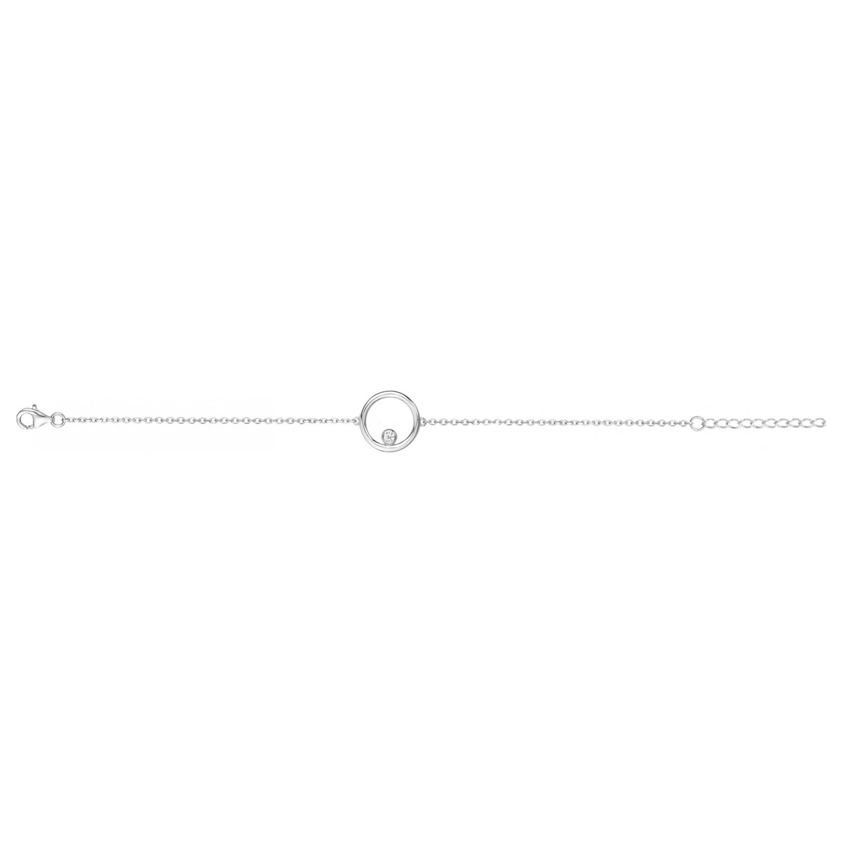 Bracelet souple mono-motif en Argent avec oxyde de zirconium blanc