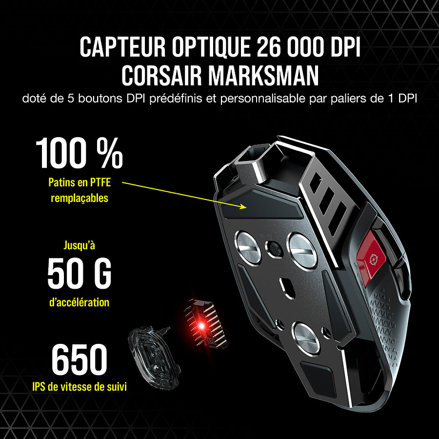 Corsair M65 RGB Ultra Wireless - Blanc