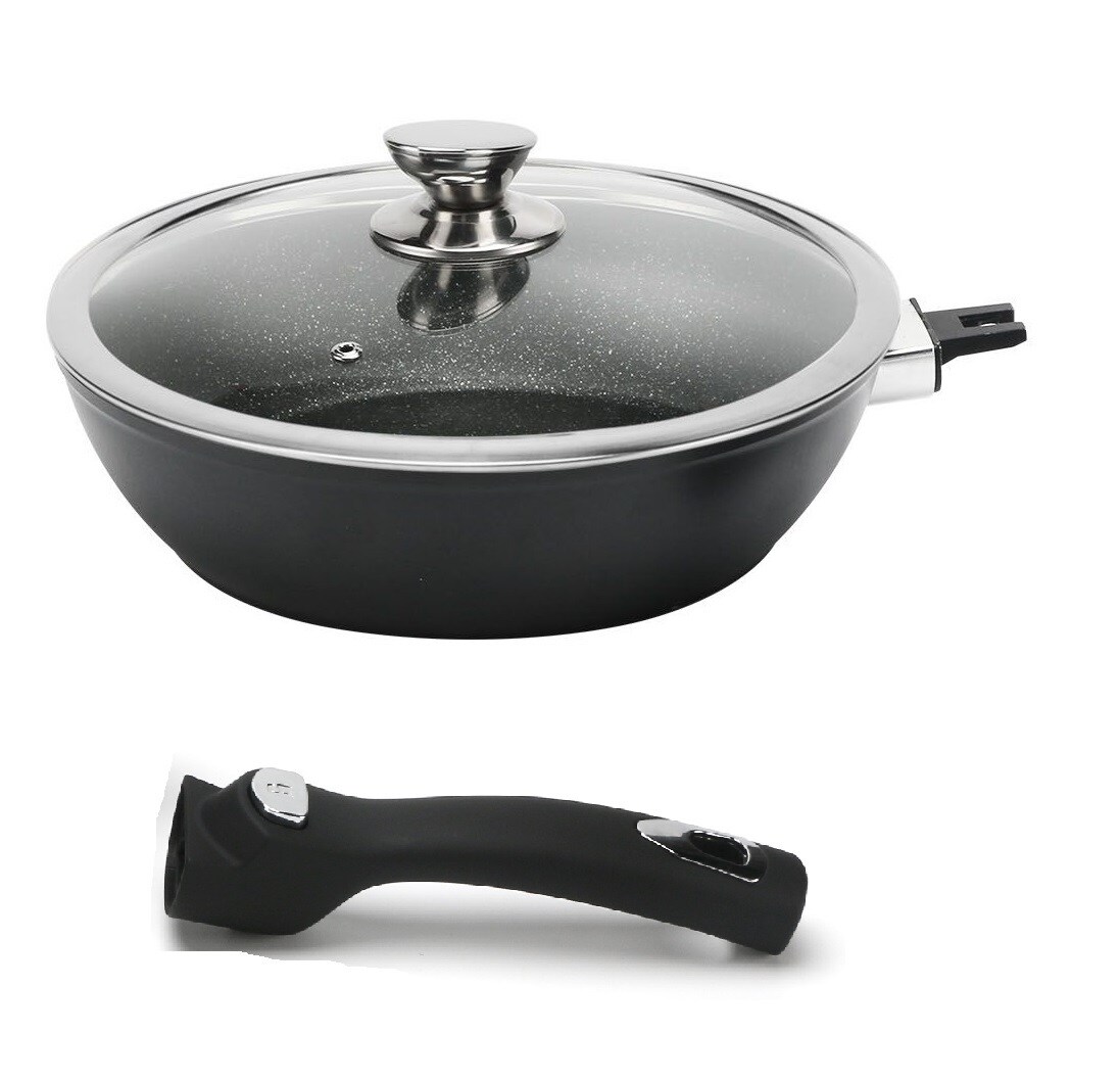 Aluguss Wok Bratpfanne Ø30cm mit Deckel
