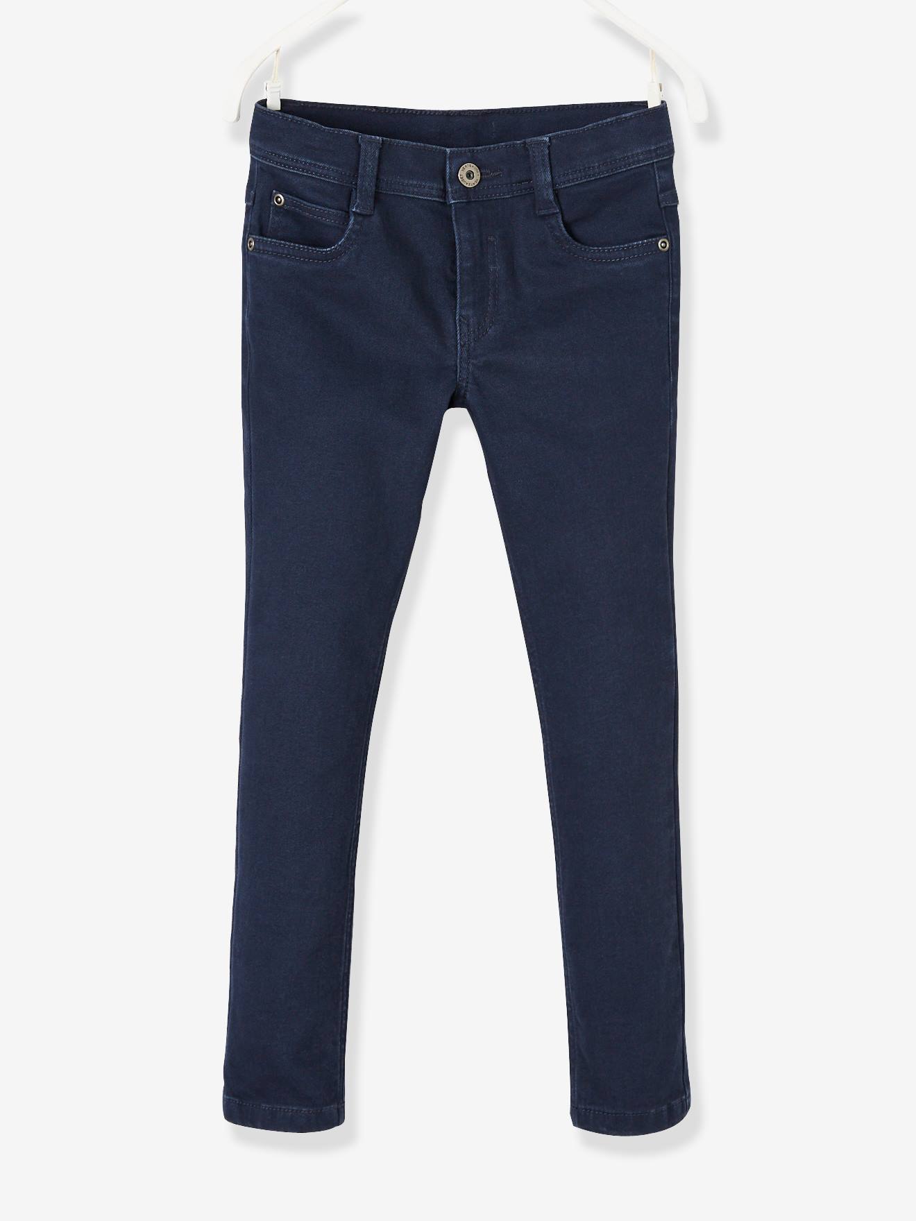 Calças Morphologik slim-fit com corte amplo no quadril, para meninos, azul escuro liso.