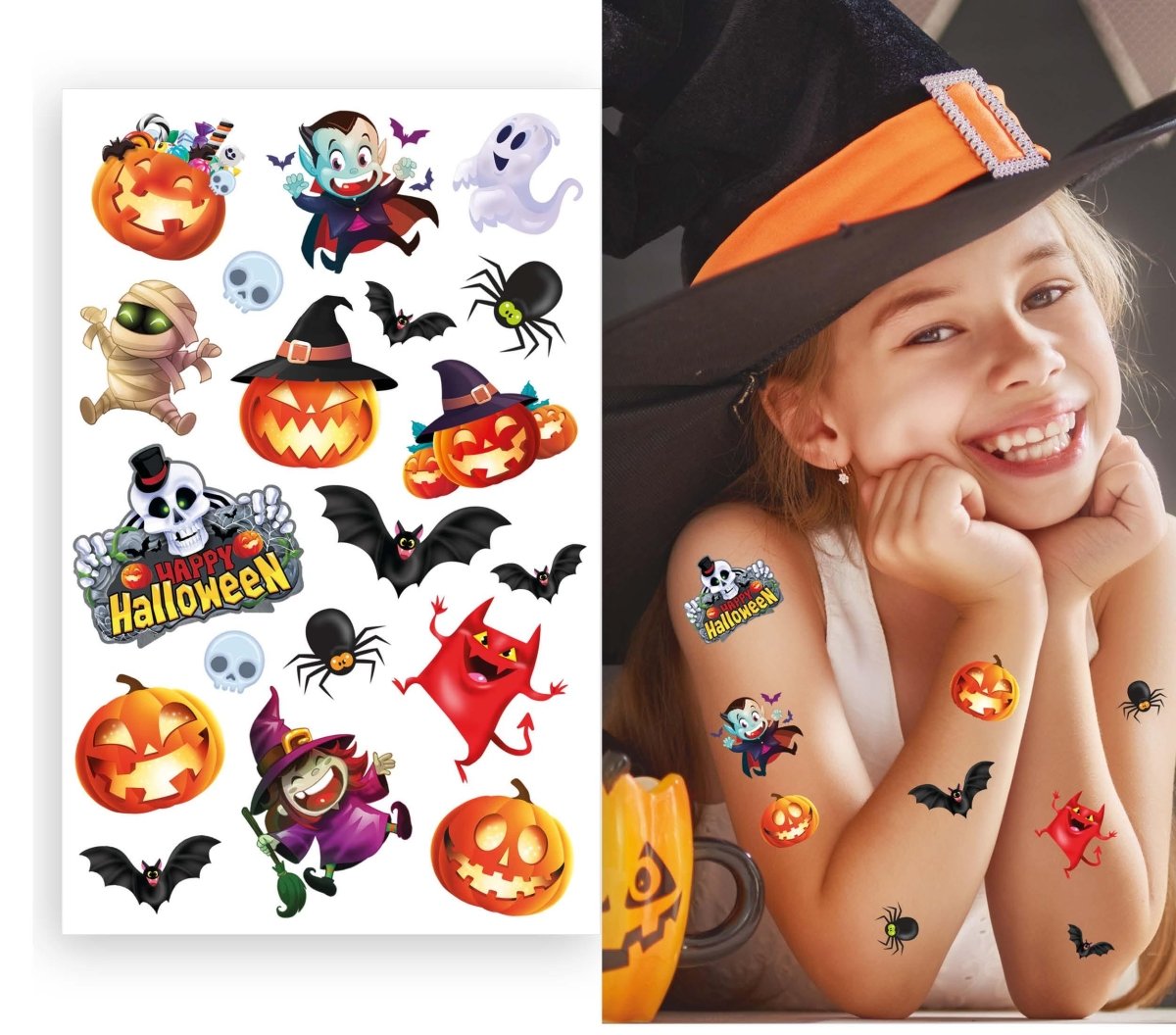 Halloween Nep Tattoos Gekleurd