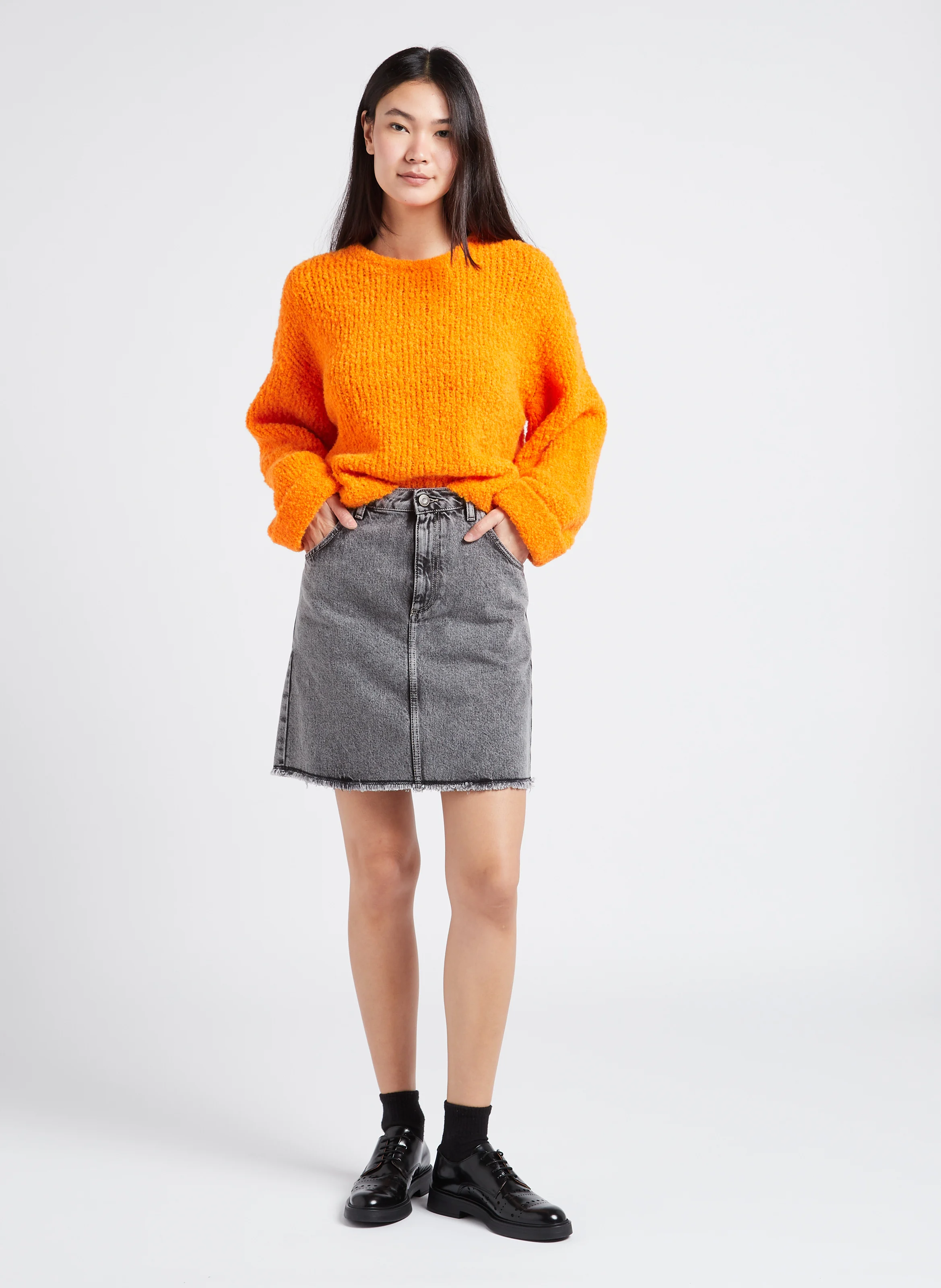 YOPDAY-B - Jupe courte droite en coton | Gris