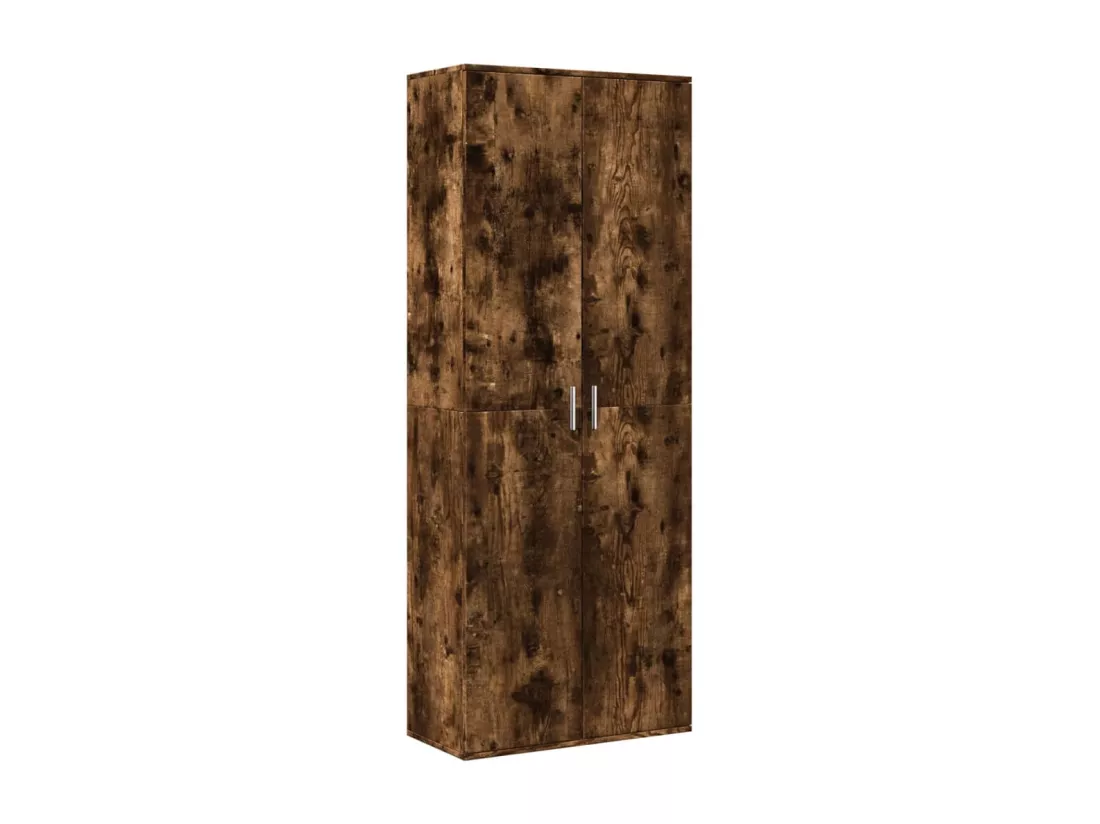 Buffet haut chêne fumé 70x35x180 cm bois d'ingénierie