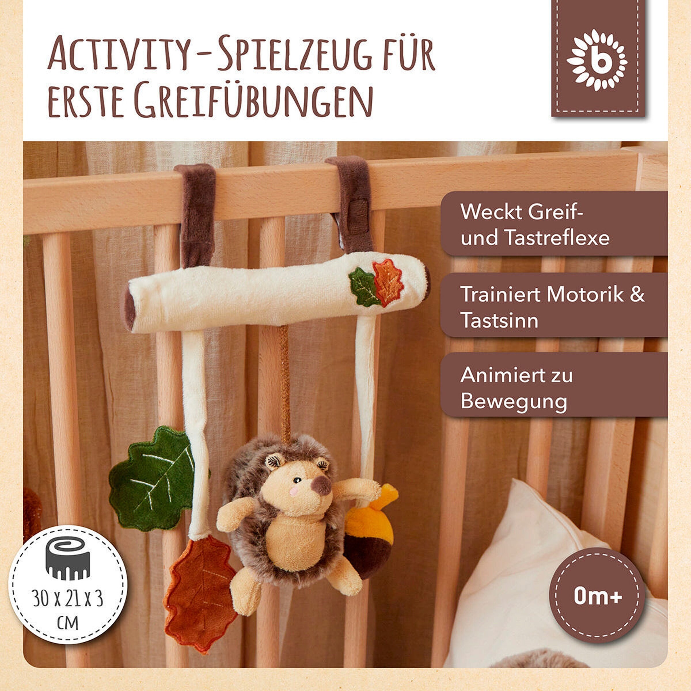 Bieco Kinderwagenkette Plüsch Igel - ab Geburt Beige