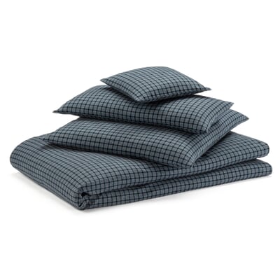 Bettbezug Flanell Webkaro, Blau, 155 × 220 cm