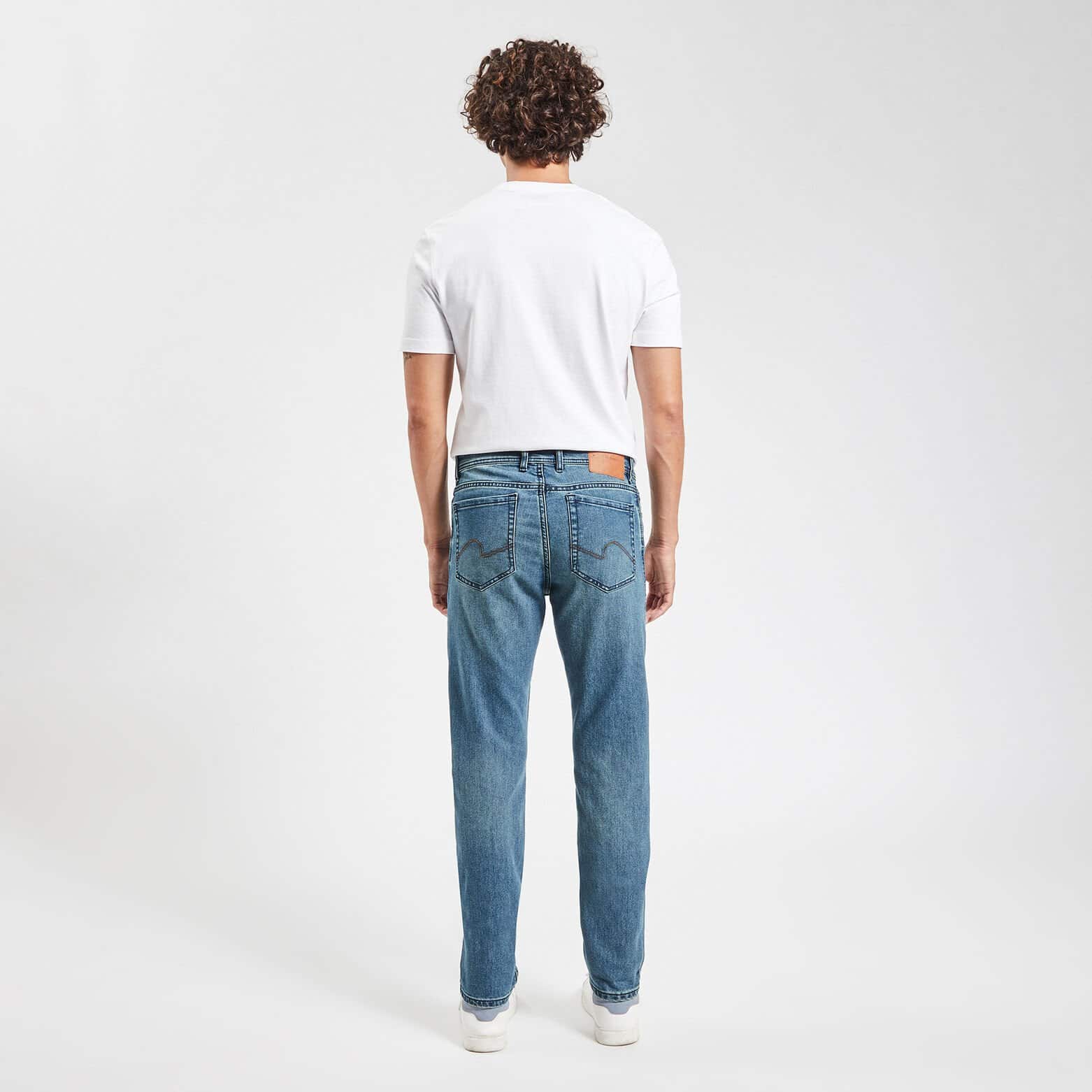 Jean straight en coton et polyester recyclés water Bleu