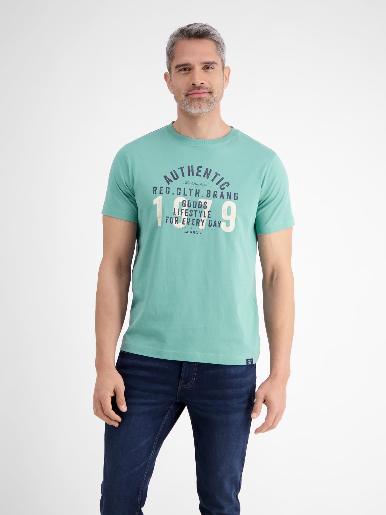 Unifarbenes T-Shirt mit Print