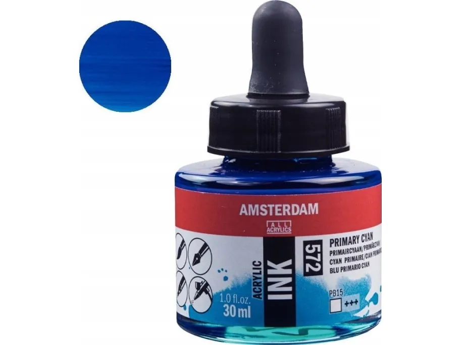 Amsterdam Acrylic Ink Bottle Primary Cyan 572
