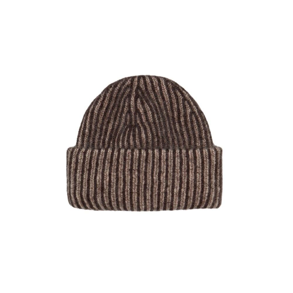 Becksöndergaard  Striped Oma Beanie hue - Hot Fudge Brown