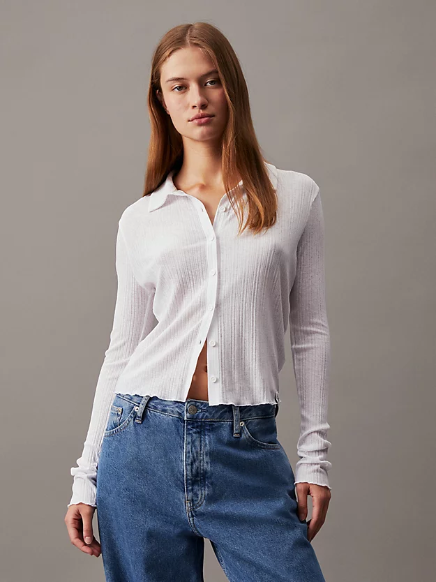 Camisa justa canelada transparente