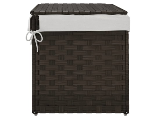VIDAXL - Panier à linge avec couvercle marron foncé résine tressée