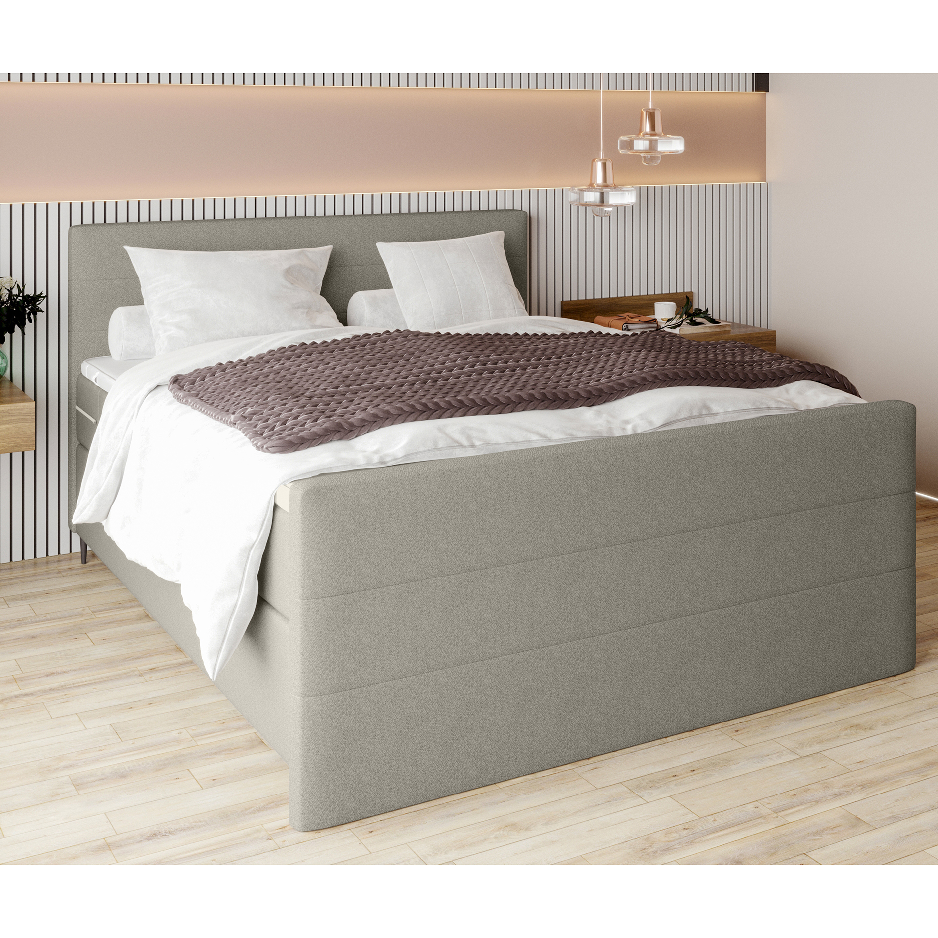 Boxspringbett - braun - inklusive Topper - 180x200 cm