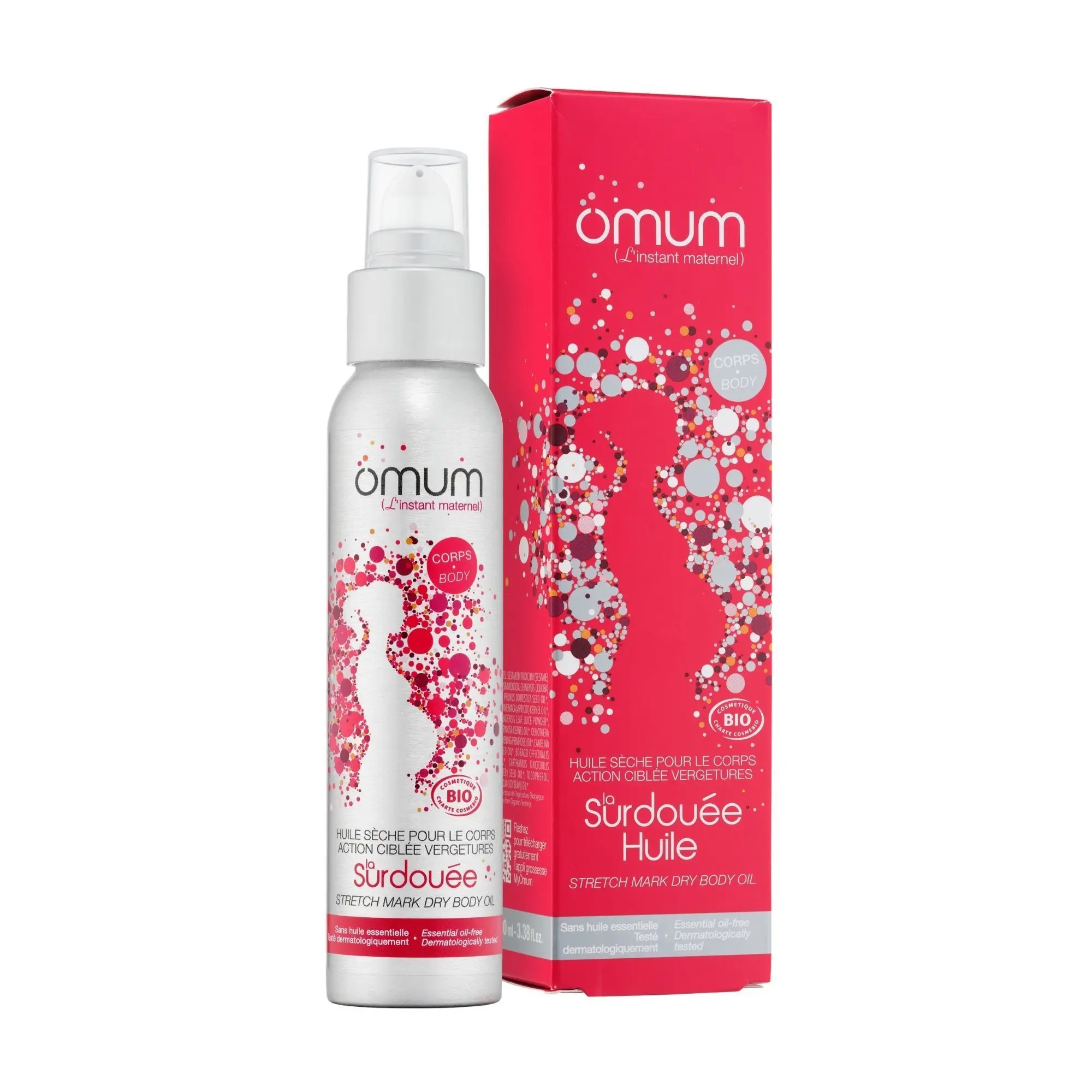 Omum - La Surdouée : Huile sèche pour le corps action ciblée vergetures Compatible grossesse & allaitement- Huile