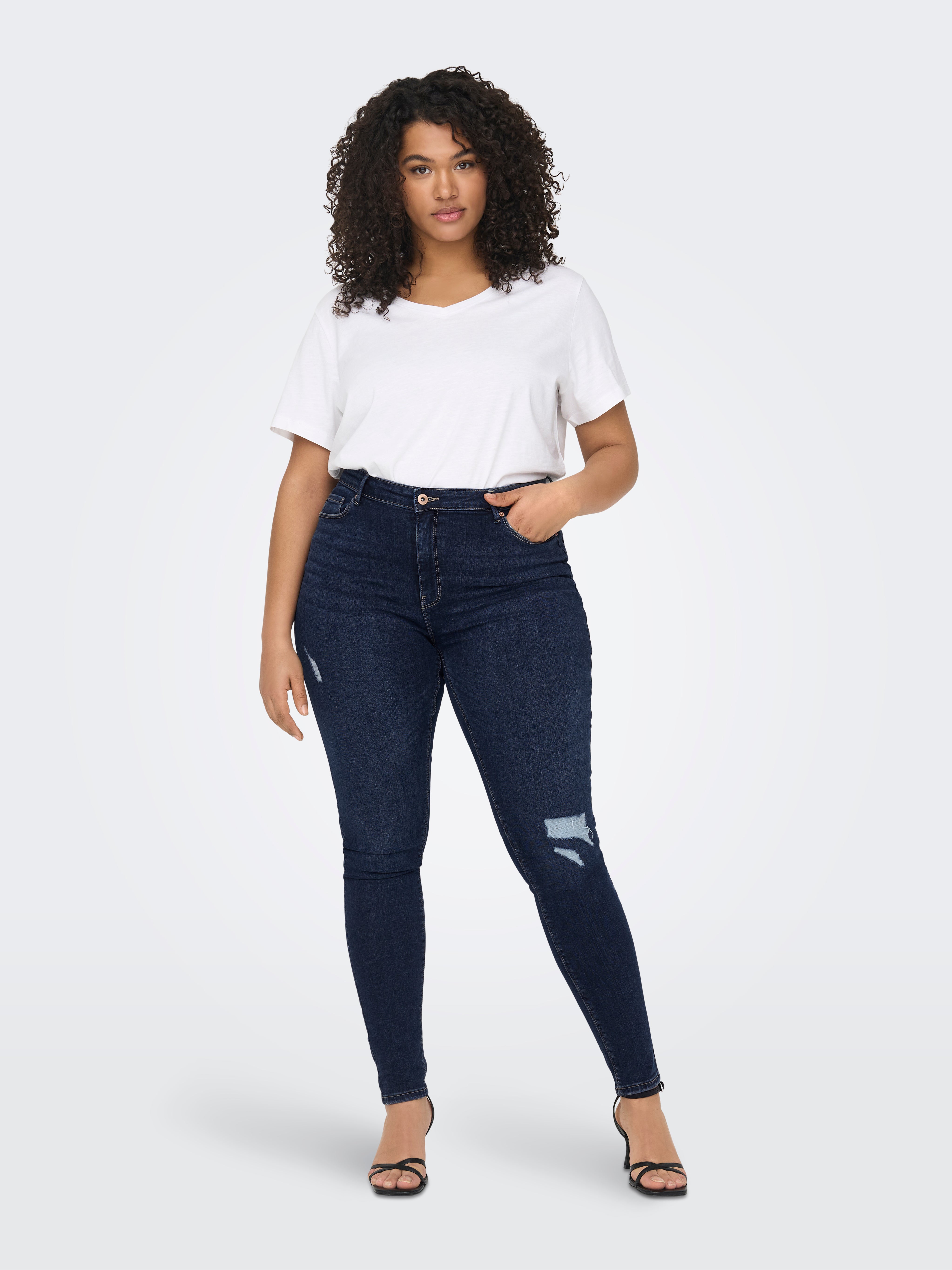 CARLAOLA Hohe Taille Skinny Fit Jeans Dark Blue Denim