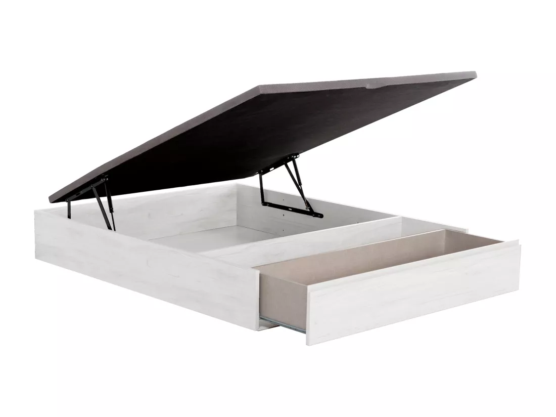 Ensemble 140 x 190 cm sommier coffre avec tiroir blanc + matelas ressorts ensachés ép.22cm - PRESTIGE de YSMÉE