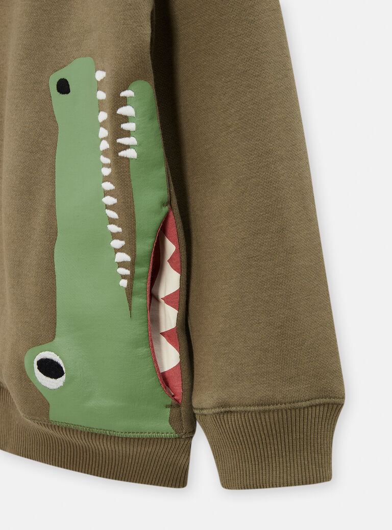 Gilet kaki à capuche animation jungle pour garçon