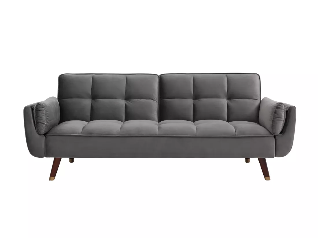 Canapé 3 places convertible clic-clac en velours gris GULCAN
