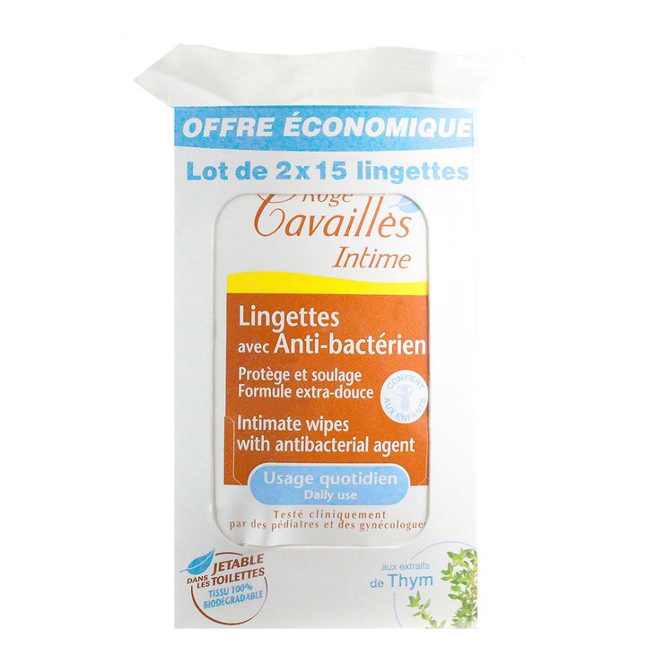 Lingettes anti-bactérienne Intime 2x15