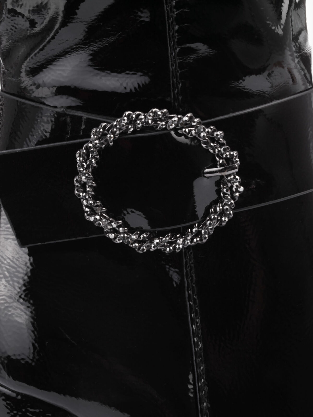 Bottes vernies avec boucle à strass- Noir