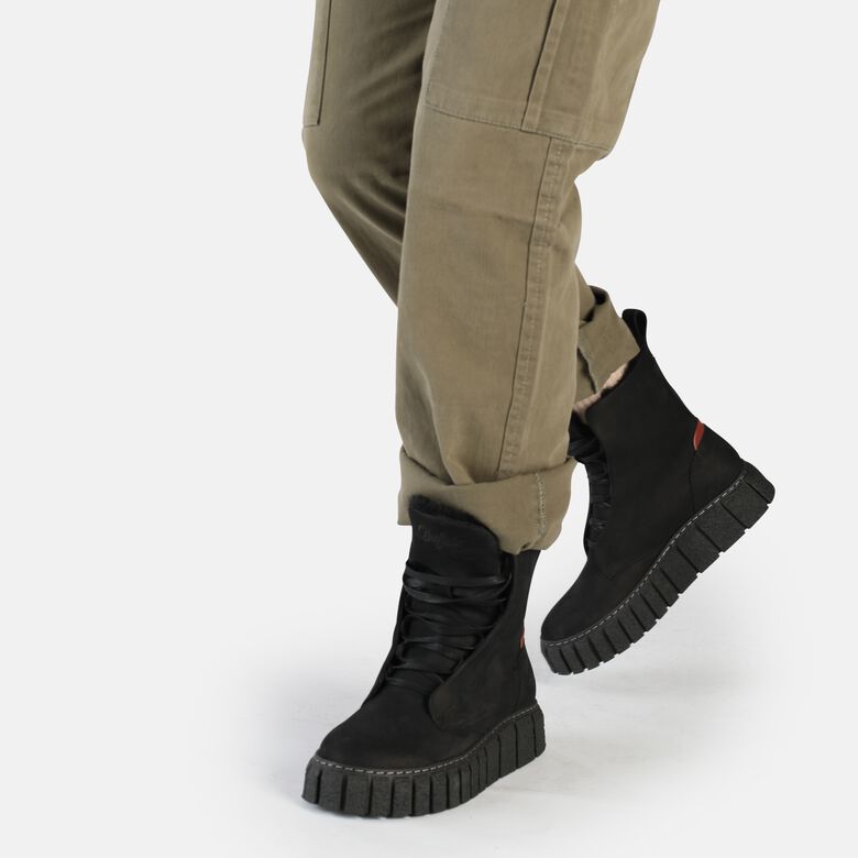 Rampa Lace Up HI Warm Bottines, noir