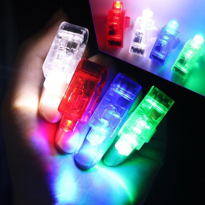 (4er Set) Leuchtende LED Finger Lichter Silvester / Party / Disco / Fasnacht (inkl. Batterie LR41)- Bunt