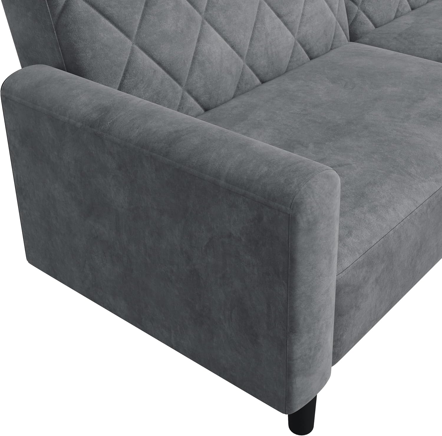 Yaheetech 2 Sitzer Sofa mit Schlaffunktion, 159cm Sofabett aus Samtstoff, Kleine Schlafcouch, 140,5 × 94 cm Liegefläche, für Wohnzimmer/Schlafzimmer, Dunkelgrau