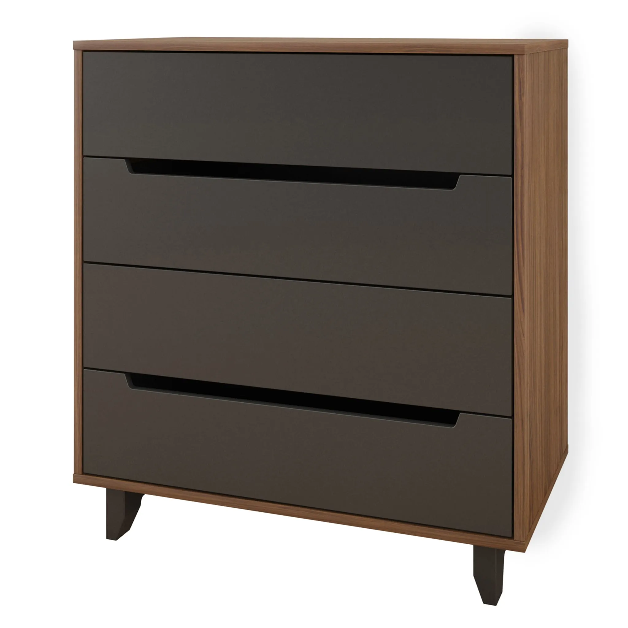 Nexera Bureau 4 Tiroirs Alibi - Noyer et Gris Charbon