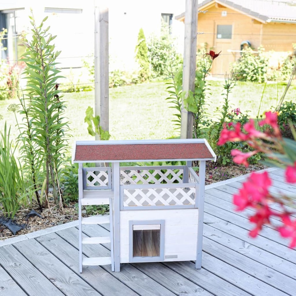 Maison pour chats lodge ontario 77x50x73 cm gris clair