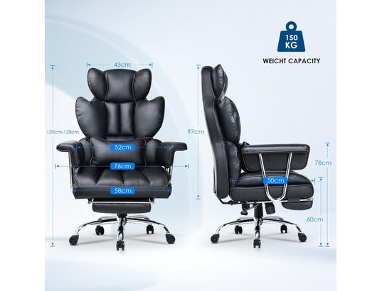 RATTANTREE - Fauteuil de bureau Chaise de bureau exécutive avec repose-pieds noire