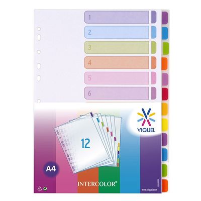 Viquel Intercolor - Intercalaire 12 positions - A4 - polypropylène coloré