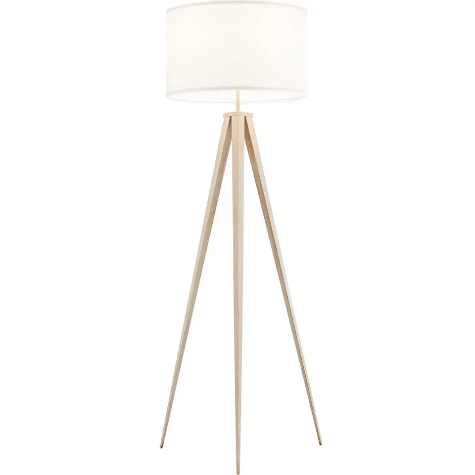 tectake Staande lamp Lunaris, textielkap, driepootsframe, Eiken