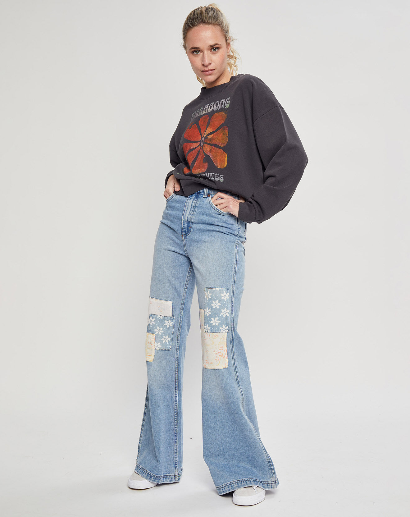 Billabong Jean flare Billabong x  Wrangler Patchwork bleu clair