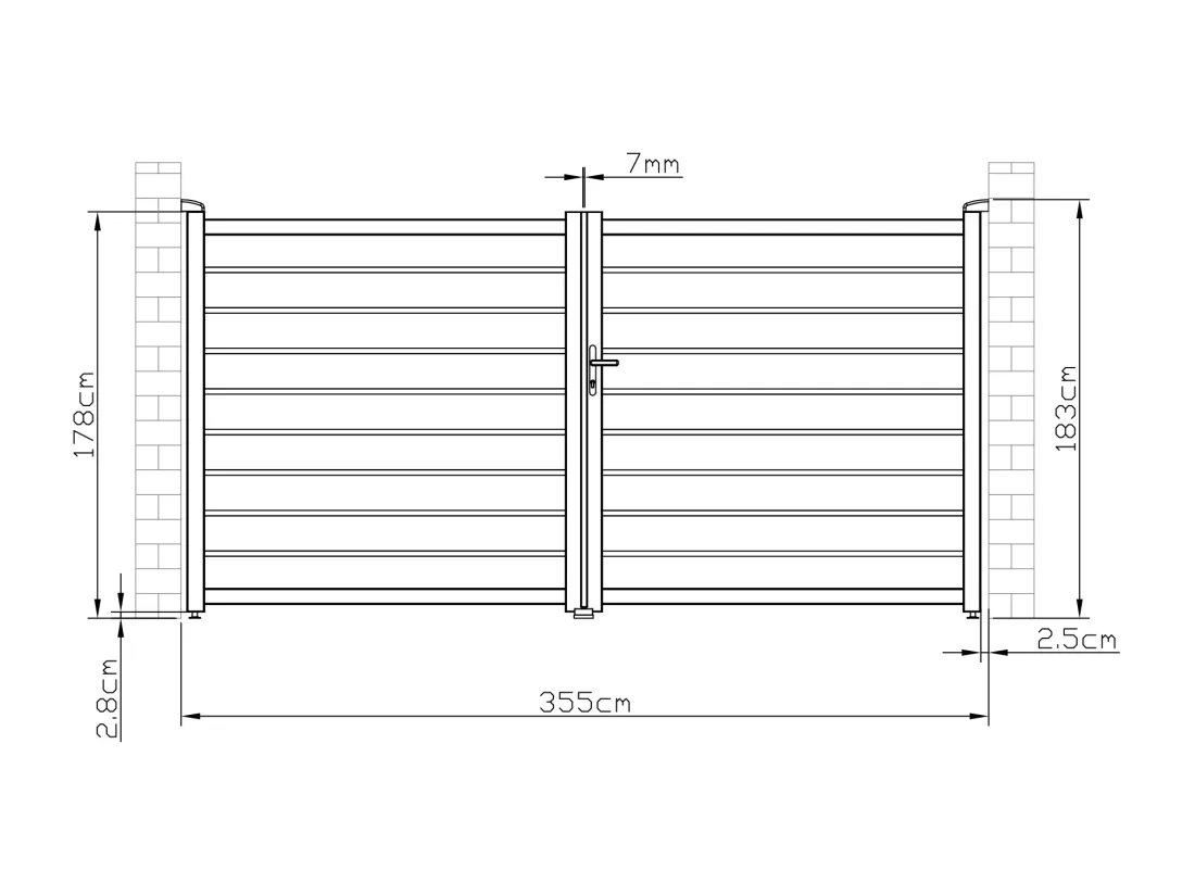 Portail battant aluminium ajouré L355 x H183 cm anthracite - PRIMO