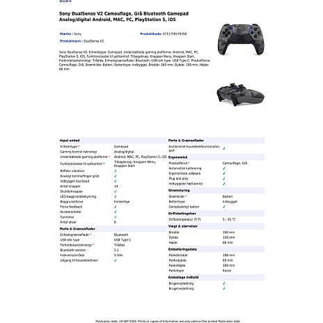 Sony Playstation 5 DualSense trådløs controller - Grey Camouflage
