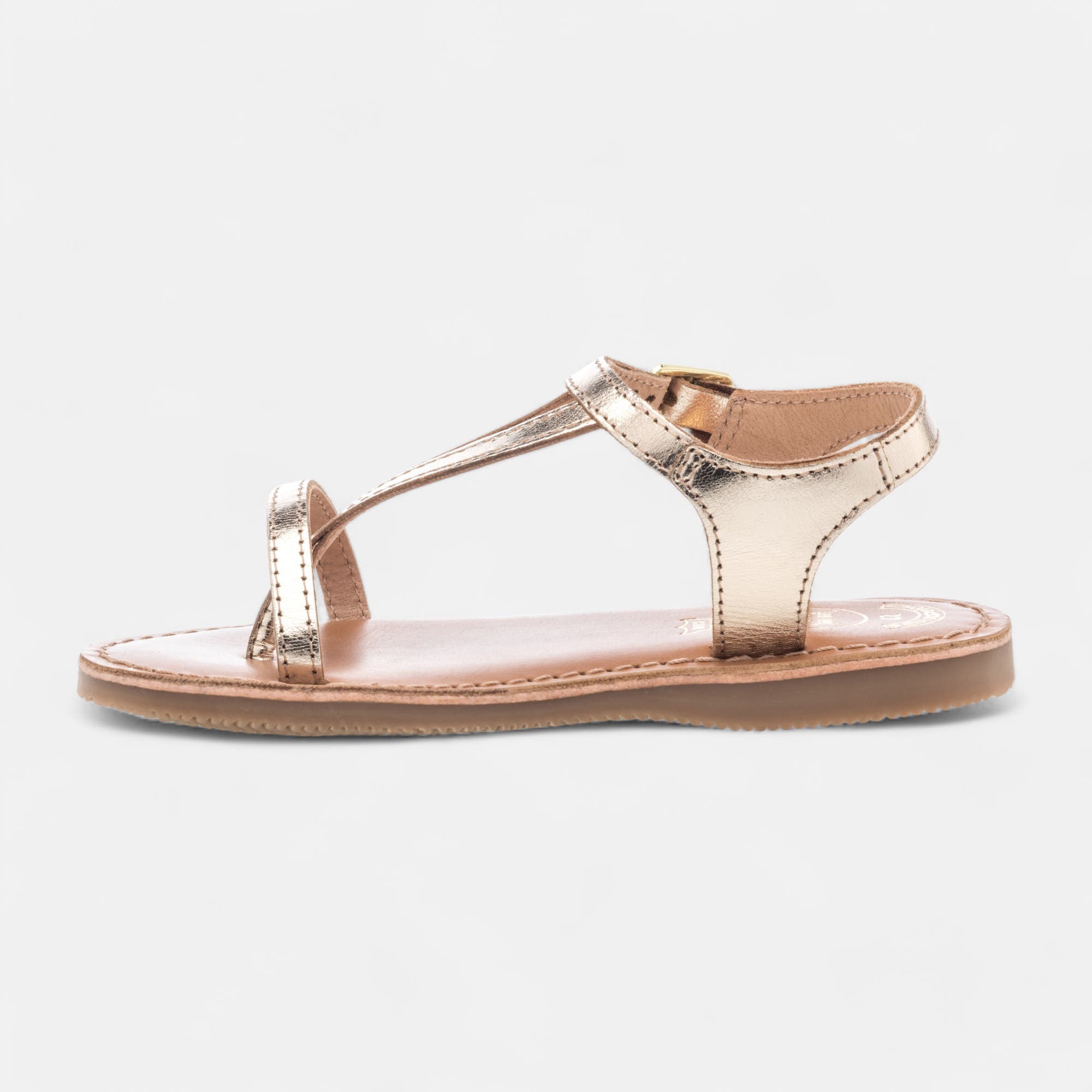Nu-pieds Fille en cuir or