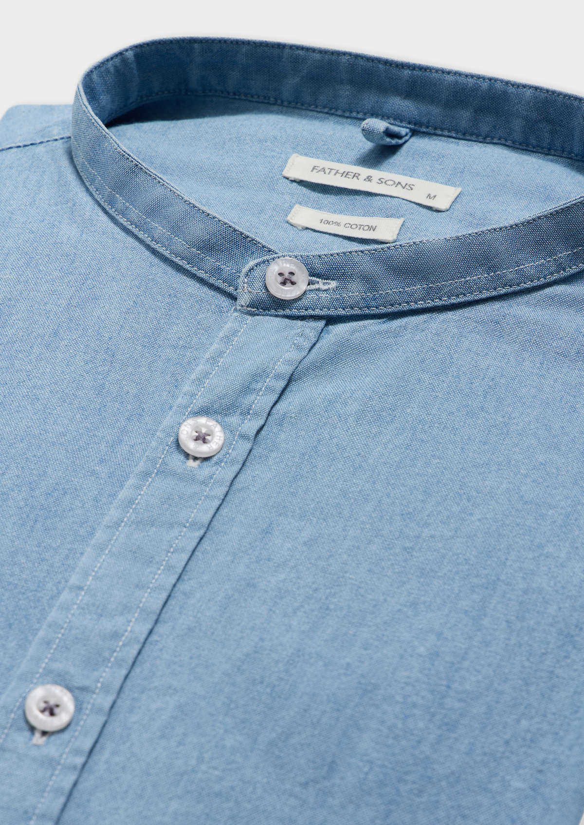 Chemise sport Slim en coton oxford uni bleu azur à col officier