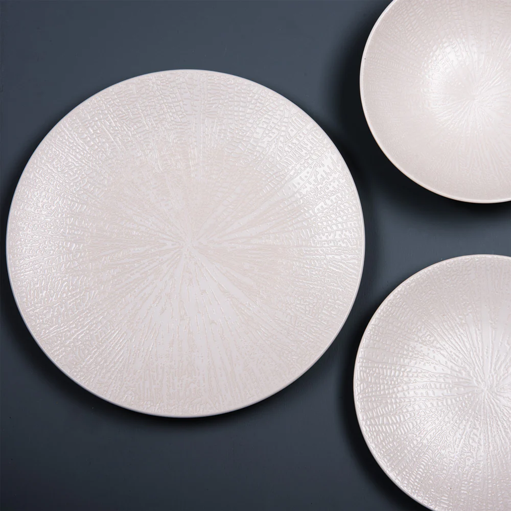 Assiette plate Santal 27 cm blanc (lot de 6) Table passion