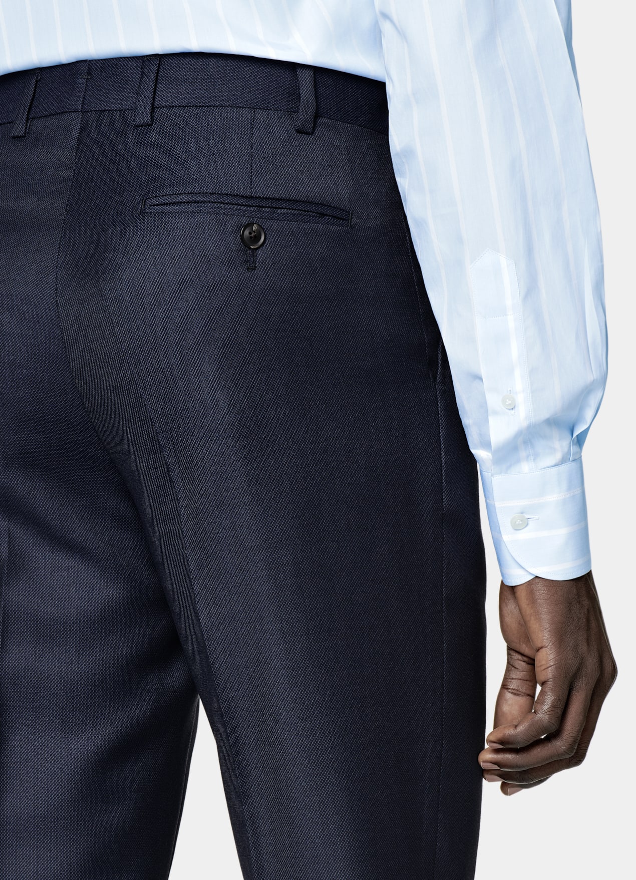 Pantalon de costume Slim Leg Straight bleu marine œil-de-perdrix
