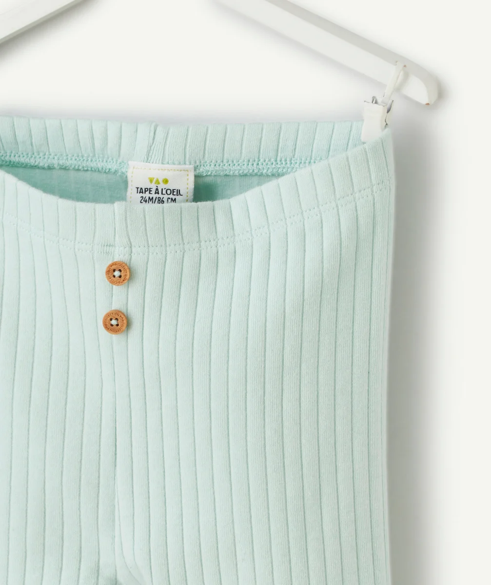 LEGGING BÉBÉ GARÇON EN COTON BIO CÔTELÉ VERT CLAIR