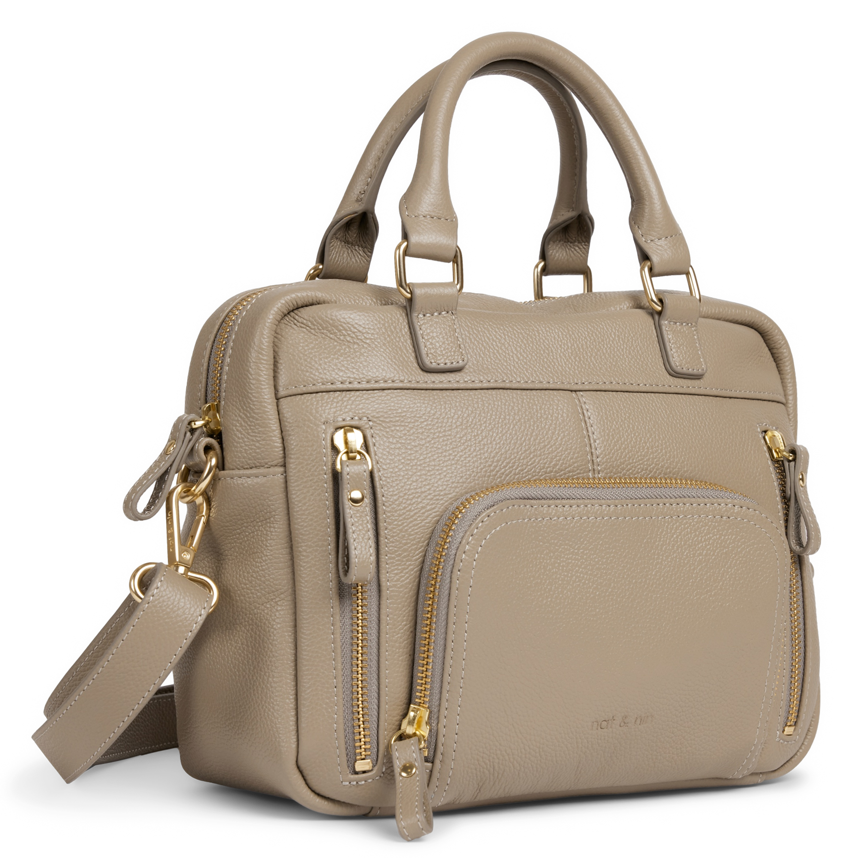 MINI MACY - Sac à main multipoches en cuir | Gris