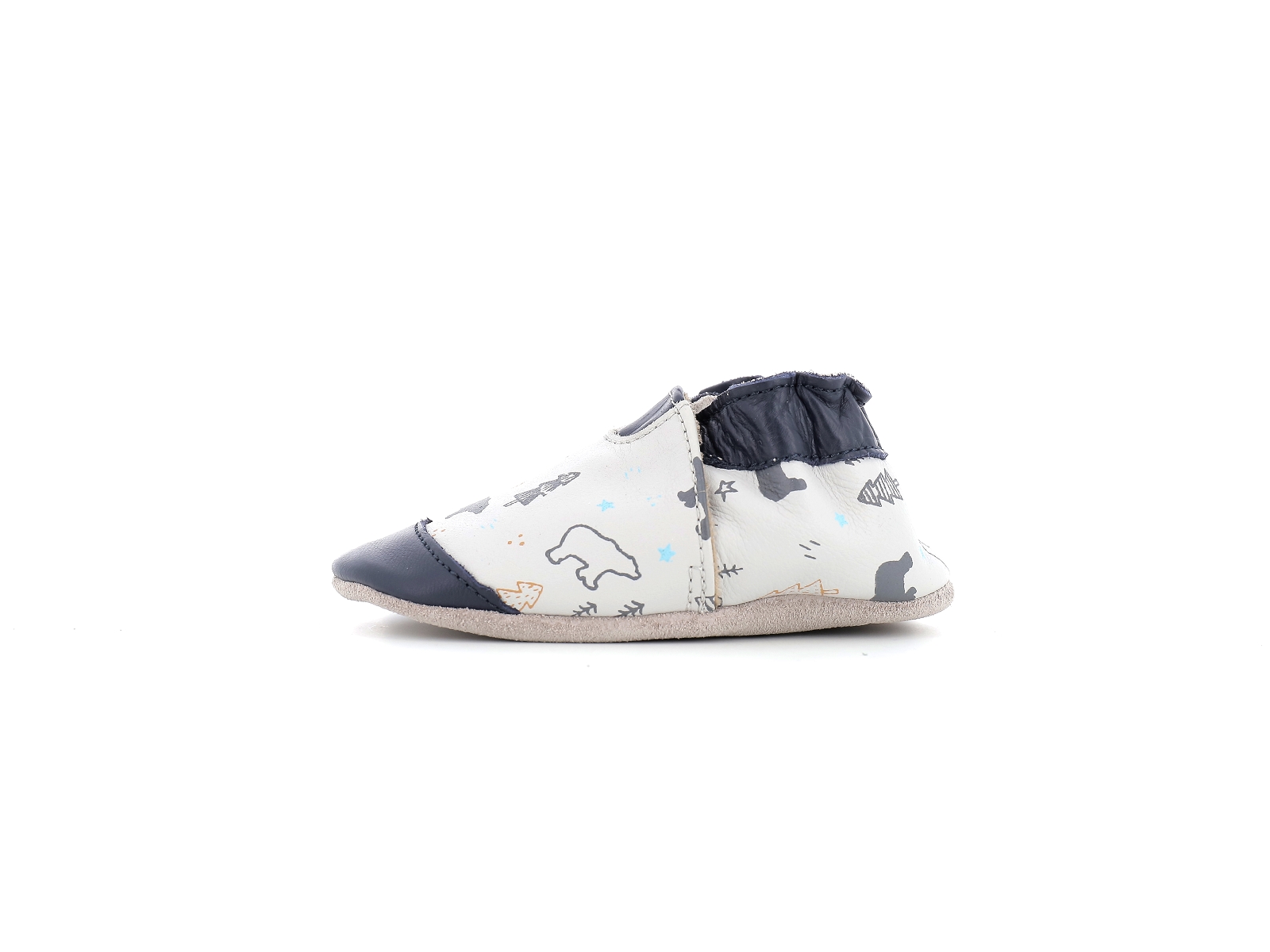 Robeez-WINTERING BEAR Cuir Gris Bleu