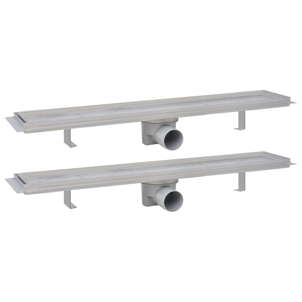 Drain de douche linéaire 2 pcs 730 x 140 mm acier inoxydable