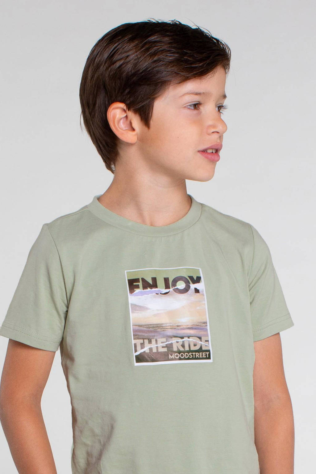 Moodstreet T-shirt met printopdruk lichtgroen
