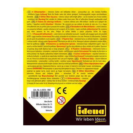 Idena Glitzermarker, 8 Farben mit funkelndem Glitzereffekt