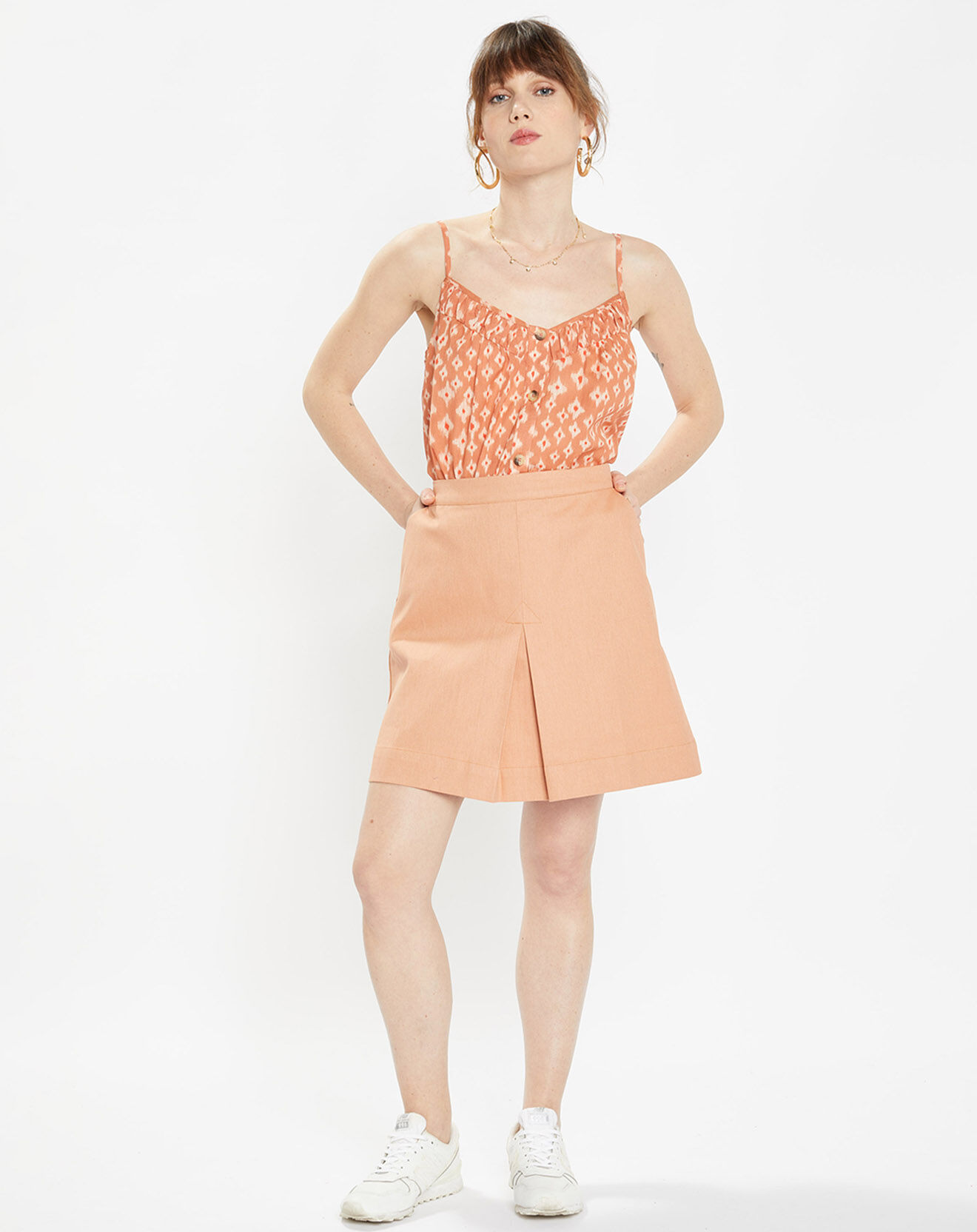 Galeries Lafayette Top fluide imprimé orange/blanc